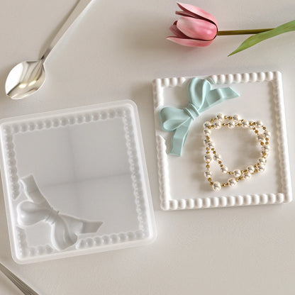 DIY Bow Bubble Tray Coaster Silicone Mold Plaster Epoxy Concrete Cement Mould Handicrafts Gift Jewelry Storage Tray Home Decor