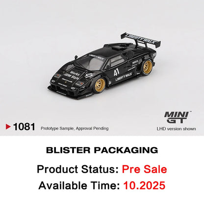PreSale MINIGT 1081 1:64 LBWK Lamborghini Countach LB WORKS Black Diecast Car Model Collection Toys