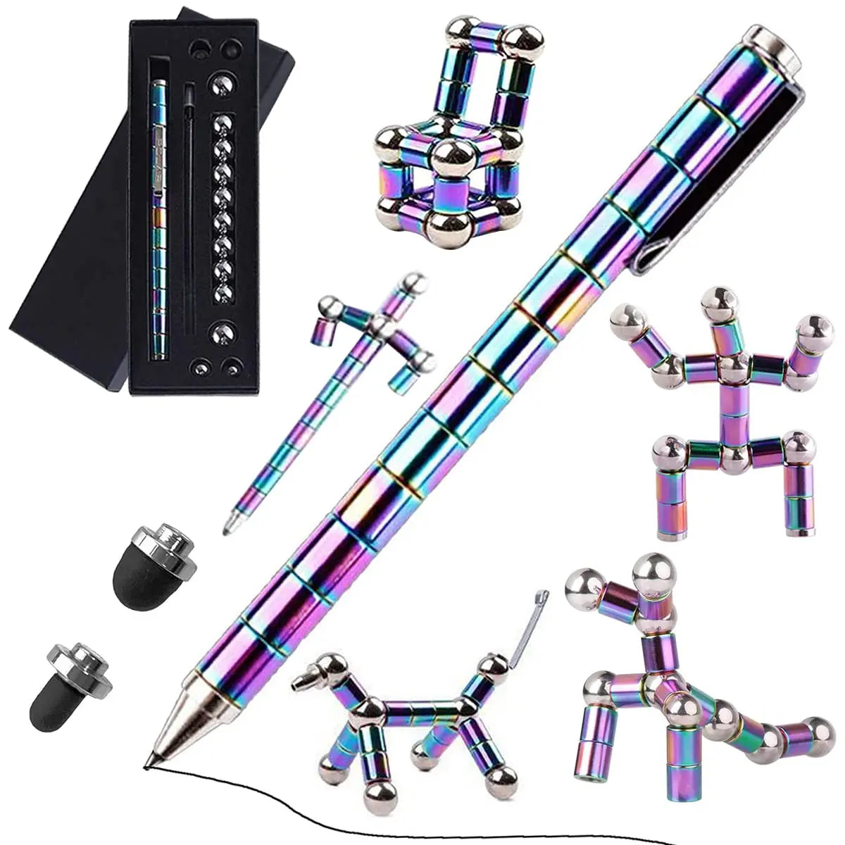 Magnetic Fidget Pen DIY Magnet Fidgi Pen Multifunctional Deformable Magnet Writing Ballpoint Toy Pen, Best Gift for Friends