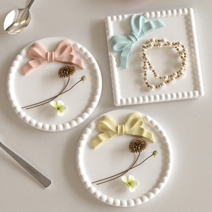 DIY Bow Bubble Tray Coaster Silicone Mold Plaster Epoxy Concrete Cement Mould Handicrafts Gift Jewelry Storage Tray Home Decor