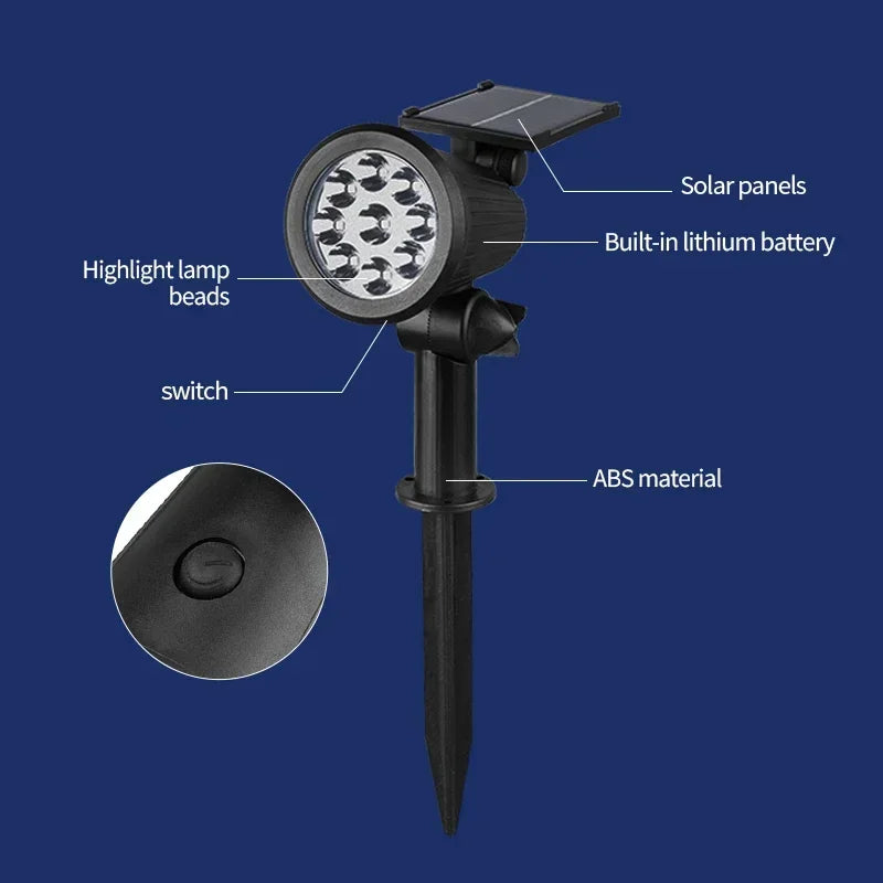 1~4Pack Solar Light Outdoor Adjustable 9LED Spotlight In-Ground Waterproof Solar Powered Lawn Lamp for Landscape Decoration