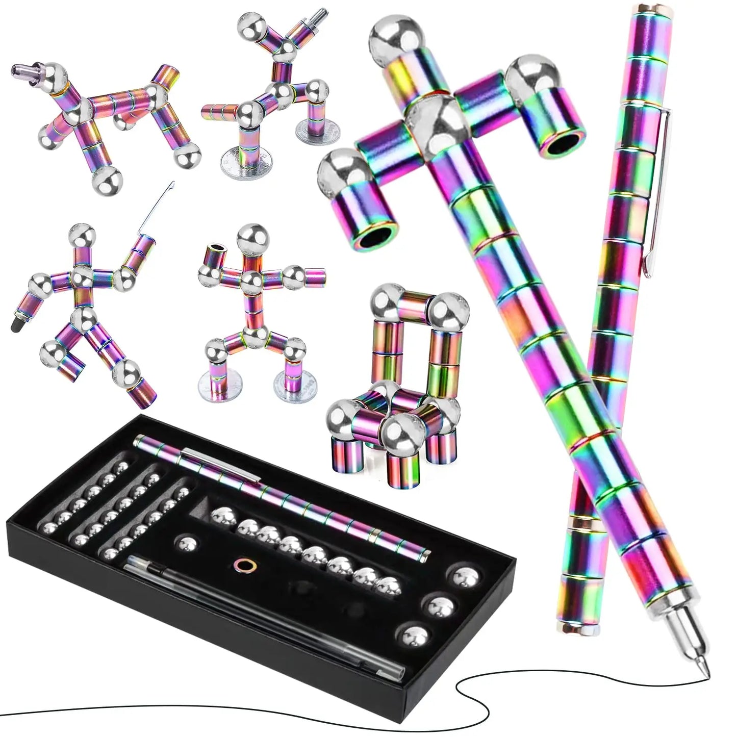Magnetic Fidget Pen DIY Magnet Fidgi Pen Multifunctional Deformable Magnet Writing Ballpoint Toy Pen, Best Gift for Friends