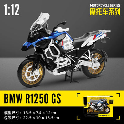 MSZ CCA 1:12 BMW R1250GS S1000R with base alloy die-cast car motorcycle model, toy gift giving, die-cast static motorcycle model