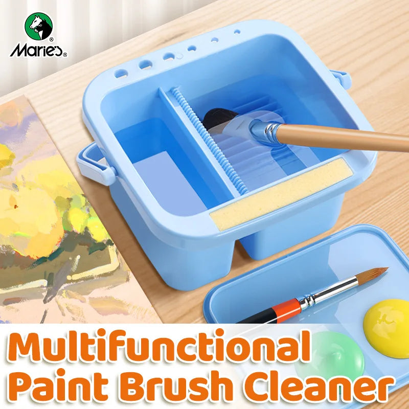 Marie's Blue Paint Brush Cleaner Washer,Multifunction Painting Brush Basin Holder and Organizer for Acrylic,Watercolor,Gouache