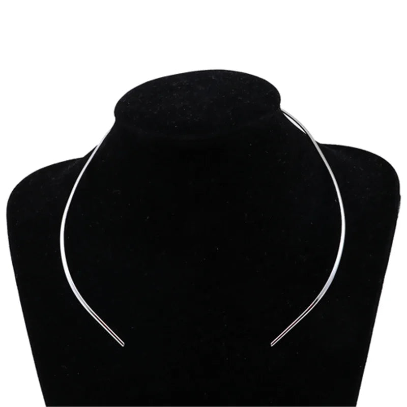 1pc Fashion Stainless Steel Collar Neck Necklace Choker 4 Sizes For Women Men Friends Trendy Jewelry Gift  42.5 - 38cm Long