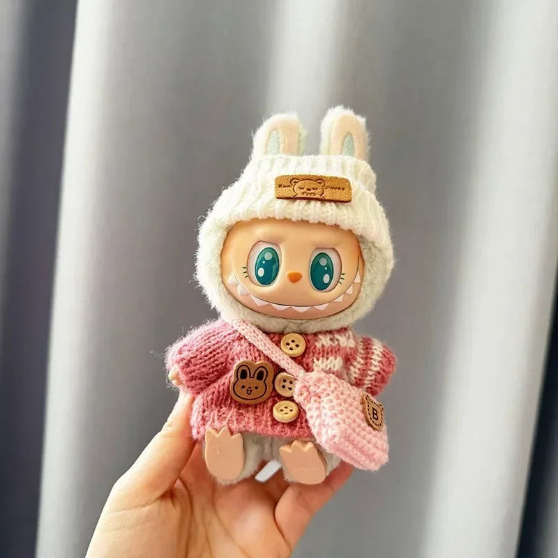 Labubu 3.0 Big into Energy Series Clothes  Labubu Bear Sweater Flanged hat Set Combining fashion & cuteness Labubu Ropa[no doll]