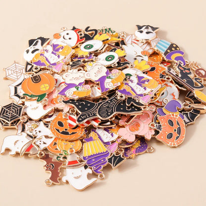 Leslie Mix 10/20/30pcs Halloween Charm Pumpkin Ghost Spider Bat Pendant for diy Earring Necklace Jewelry Making Accessories