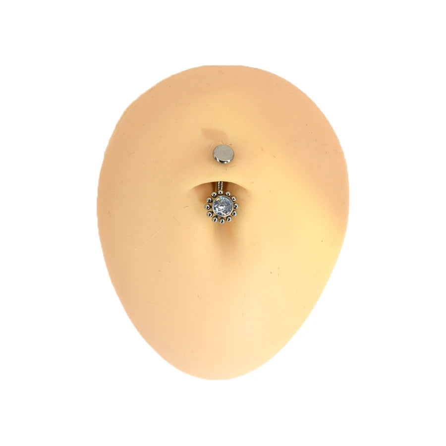 1Pc 14Gx10x4/6mm Navel Curve Barbells Belly Rings Body Jewelry-F136 Titanium CZ Smart Navel Belly Button Body Piercing 