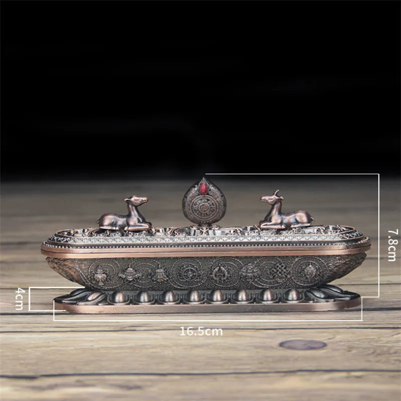 Antique Handmade Copper Tibet Incense Burner Incense Stick Holder Zen Buddhist Teahouse Home Office Decoration Crafts Ornaments