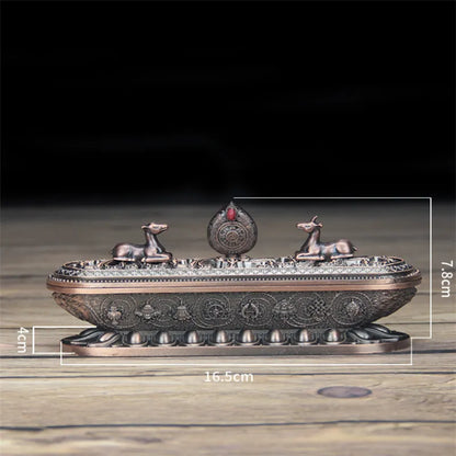 Antique Handmade Copper Tibet Incense Burner Incense Stick Holder Zen Buddhist Teahouse Home Office Decoration Crafts Ornaments