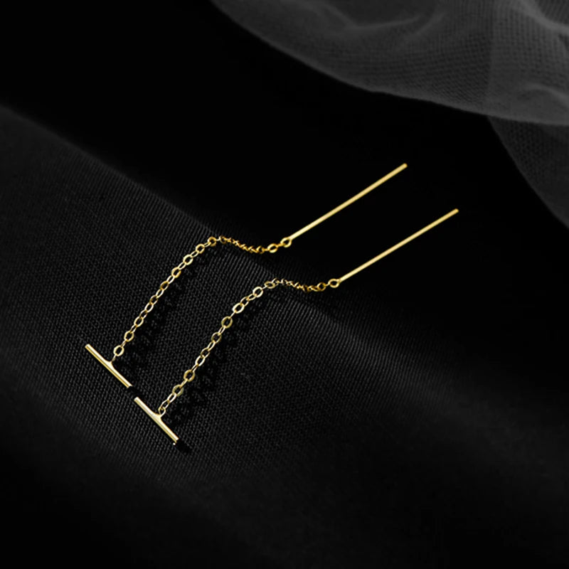 Simple Geometric Square Drop Earring For Women Korean Fashion Gold-color Line Long Tassel Dangle Earrings Party Jewelry Gift