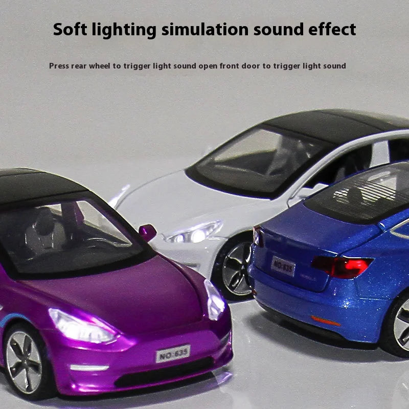 1:32 Model 3 Model X Alloy Diecast Metal Model Car Sound & Light Mini GT Miniature Collections Decorative Ornaments Gifts Friend