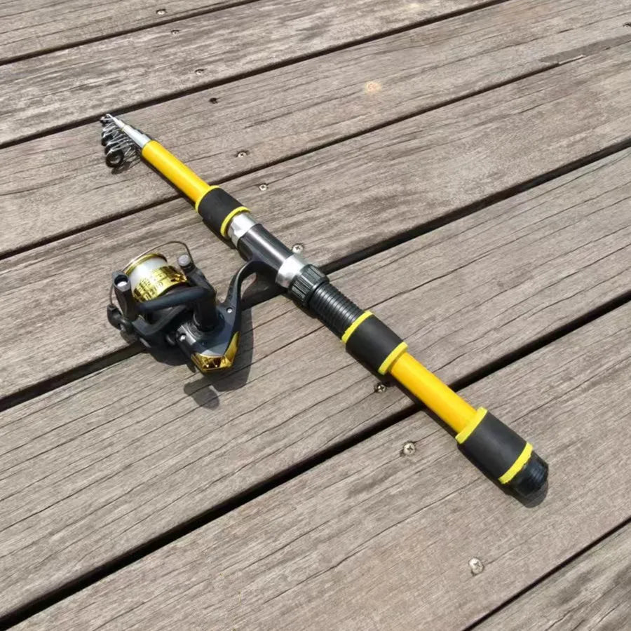SantaKing Telescopic Fishing Rod and Reel Kit 1.8M 2.1M Telescopic Rod with 5.2:1 3BB Fishing Reel Max Drag 5kg Fishing Combo