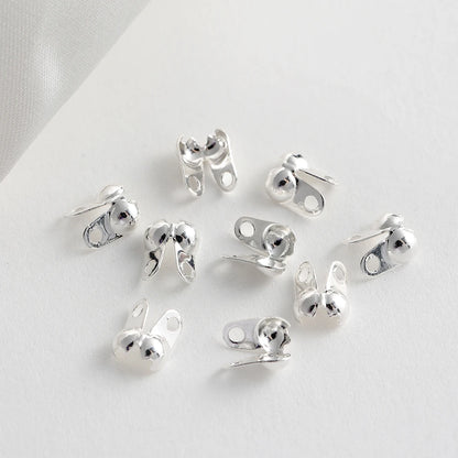 100Pcs/Lot Real Gold Plated Connector Clip Clasp Fitting Ball Chain Calotte End Crimp Bead Component for DIY Jewelry Making