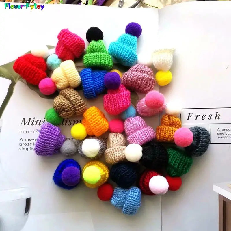 5PCS/lot Mini Handmade Small Knitting Hat For DIY Dolls Decoration Phone Case Decoration 3.5CM