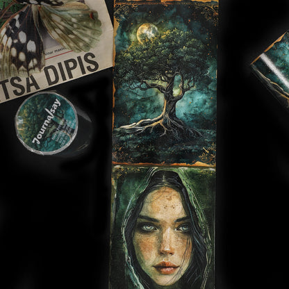 80mm*200cm Vintage Character Forest Landscape Washi Tape Creative DIY Journal Material Collage Scrapbook Stationery