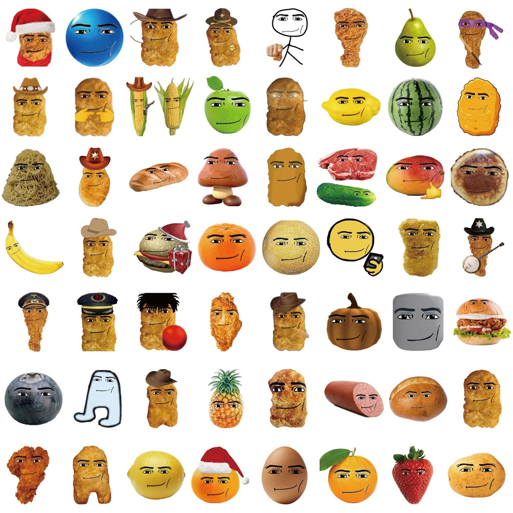 58PCS Robloxs Face Winning Smile Chicken Nugget Meme Stickers Aesthetic Phone Laptop Motorcycle Phone Gifts Wall Sticker