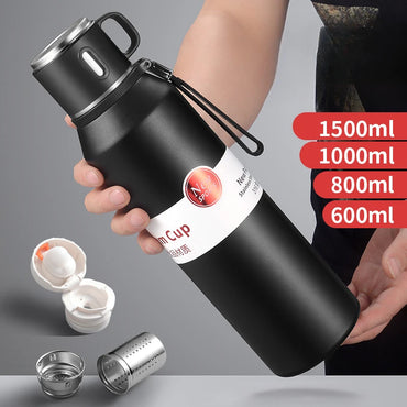 600/800/1000/1500ml Large Capacity Outdoor 316 Stainless Steel Thermos Cup Portable Handle Car Water Cup Tea Cup Drinkware