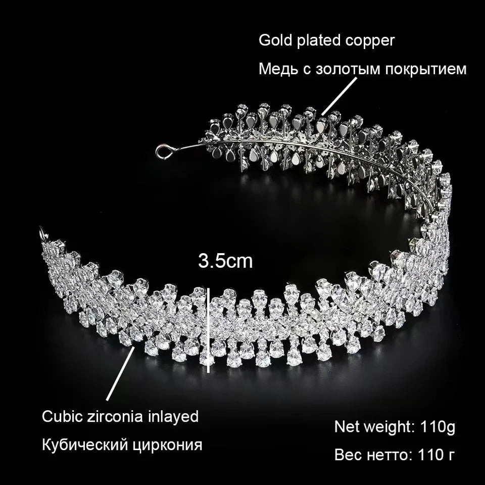 Luxury Bridal Headband Wedding Hair Accessories Cubic Zirconia Bride Headdress Tiaras Crowns For Women Diadem Jewelry Headwear