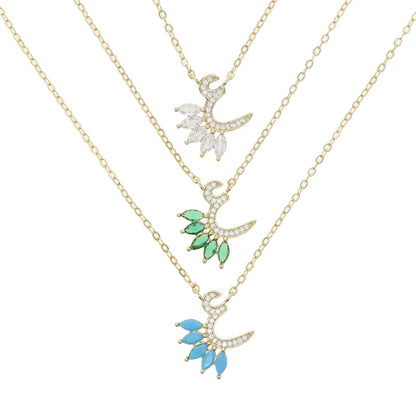 Total 31 Different Shape Arabic Letter Pendant Necklaces for Women Paved Green White Cz and Turquoise Gold Color Fashion Jewelry
