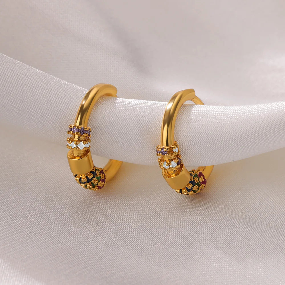 Luxury Star Zircon Earrings for Women Gold Color Stainless Steel Earrings 2024 Trend Couple Jewelry free shipping items aretes