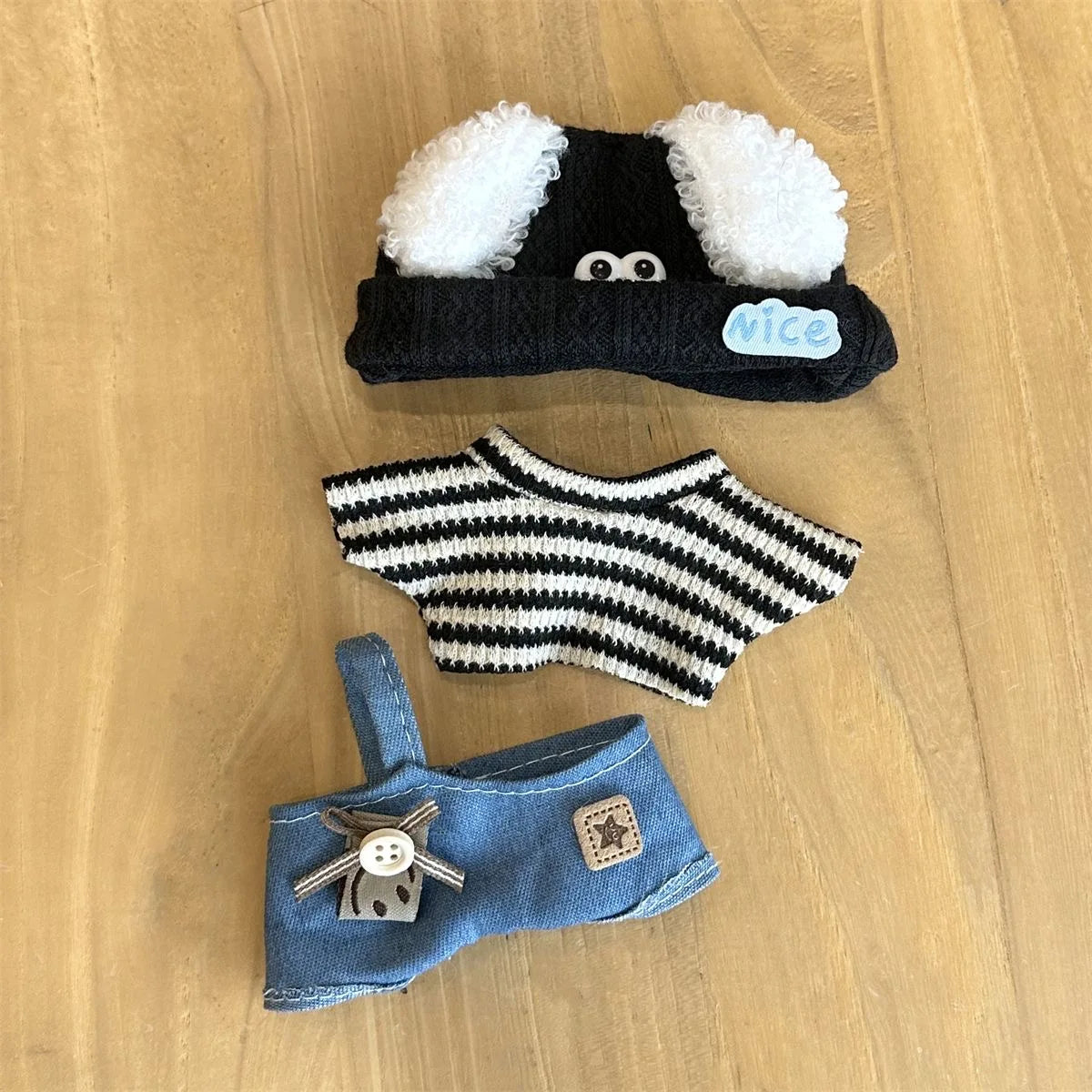 For 17cm Mini Labubu Doll'S Clothes Outfit Accessories For Korea Kpop Exo Labubu Idol V1 V2 Striped Sweater Overalls Clothing
