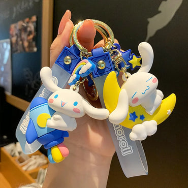 Kawaii Sanrio Anime Kuromi Cinnamoroll Pompompurin Keychain Doll Key Chain Melody Hello Kitty Keyring Pendant Kids Xmas Gifts