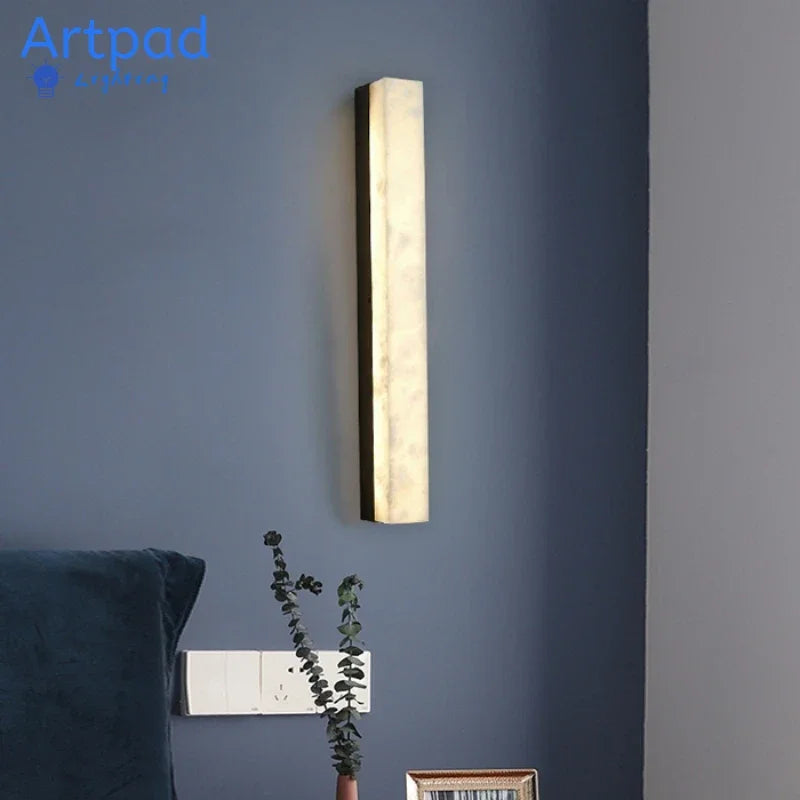 Artpad Designer Marble Wall Lamp for Living Room Hallway Stairs Bedroom Dining Room Copper Ambient Alabaster Wall Lighting