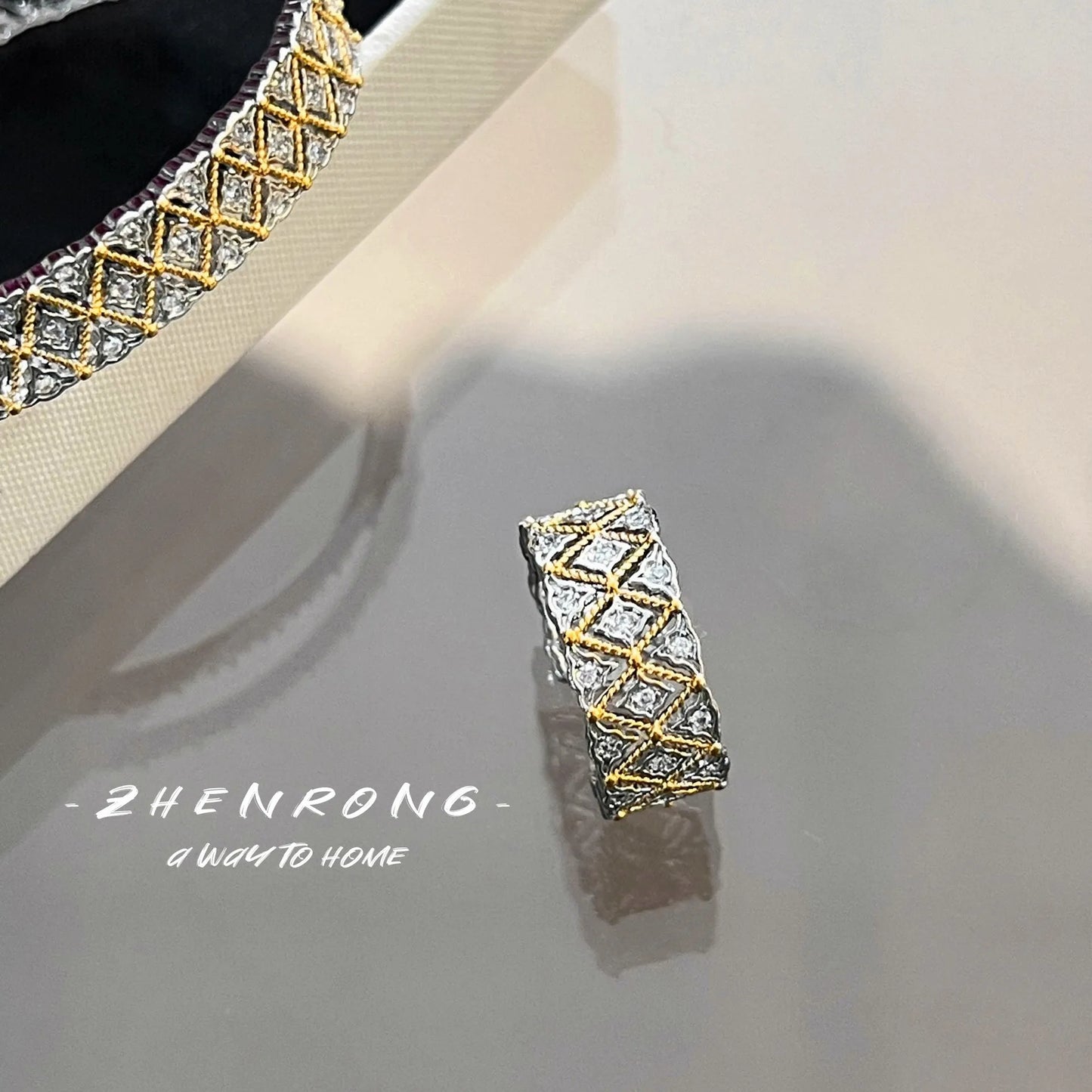 Foydjew Italian Vintage Hewelry Rhombus Carved Hollow Bracelets Bangles Ring Medieval Style Retro Jewelry Sets For Women
