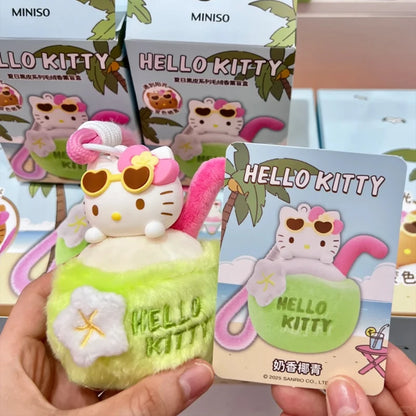 Sanrio Hellokitty Summer Black Skin Series Blind Box Sun-Sensitive Color-Changing Aroma Charm Pendant Trendy Toy Gift
