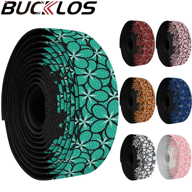BUCKLOS Road Bike Handlebar Tape EVA+PU Non-slip Shock Absorption Handlebar Tape Flower Bar Tape Waterproof Bycicle Accessories