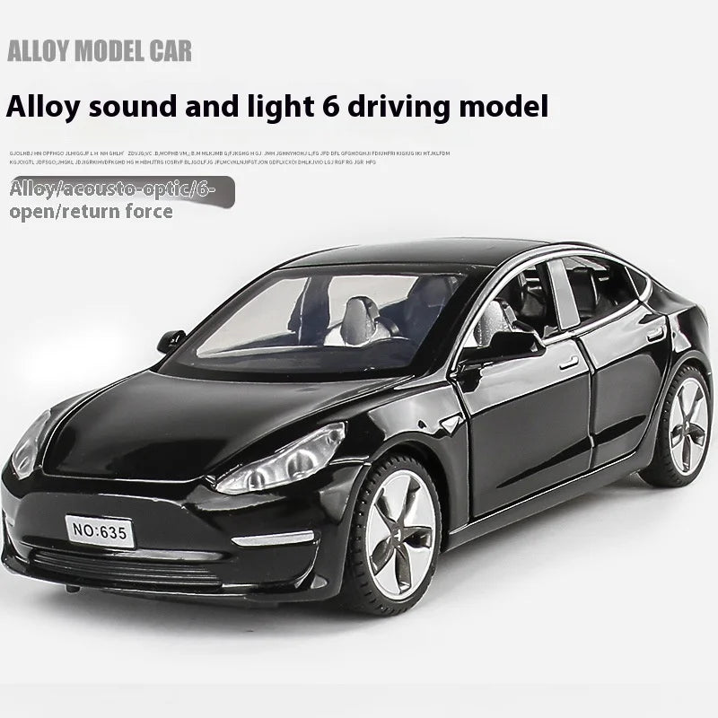 1:32 Model 3 Model X Alloy Diecast Metal Model Car Sound & Light Mini GT Miniature Collections Decorative Ornaments Gifts Friend