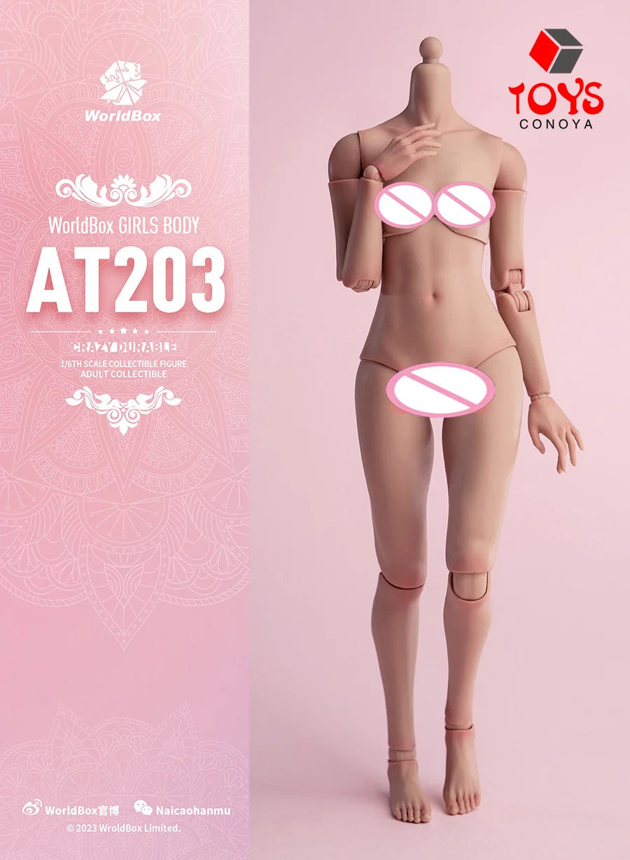 AT201 AT202 AT203 1/6 Girls Joint Flexible Body Normal Fat Leg 12 Inch Female Soldier White Suntan Skin Action Figure Body
