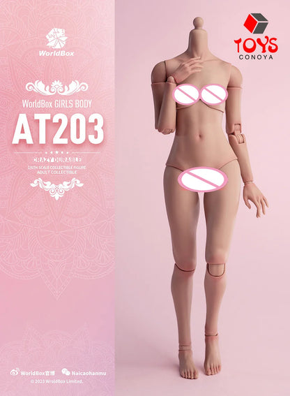 AT201 AT202 AT203 1/6 Girls Joint Flexible Body Normal Fat Leg 12 Inch Female Soldier White Suntan Skin Action Figure Body