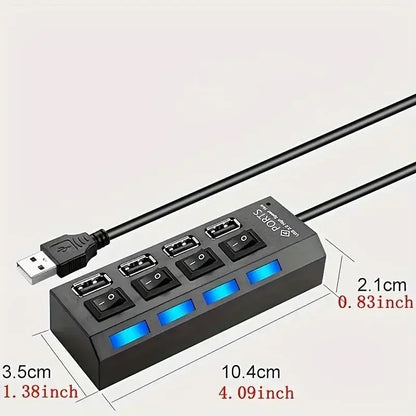 USB 3.0 Hub 4 Port 7 Port High Speed Data Transfer Expander with Led Switch Lamp Power Adapter For PC Laptop Flash Drive U Disk