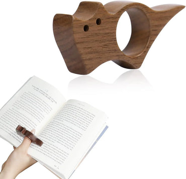 1 wooden pet cat reading bookmark Bookmark ring  Page guide marker Marking symbol Bookmark page holder Learning supplies
