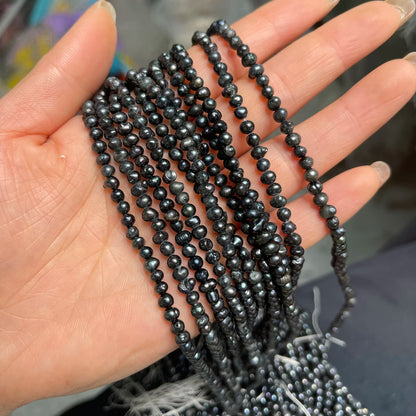 3-4mm Black Natural Freshwater Pearl Irregularly Shaped Defective Beads for Jewelry Making DIY Necklace Bracelet Accessory 36cm