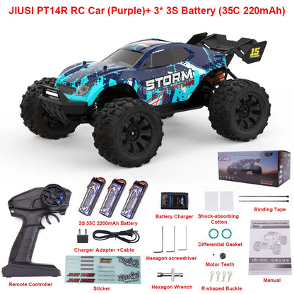 JIUSI PT14R MT14R 1/14 4WD RC Car 80km/h Brushless 2.4G Remote Control Racing Car High Speed Off-road RC Truck 3S 35C 2200mAh