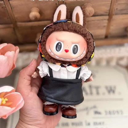 For 17cm Labubu v1/v2/v3  doll baby clothes heart Dolls Accessories Elegant Set DIY Overalls Set Decoration Accessories