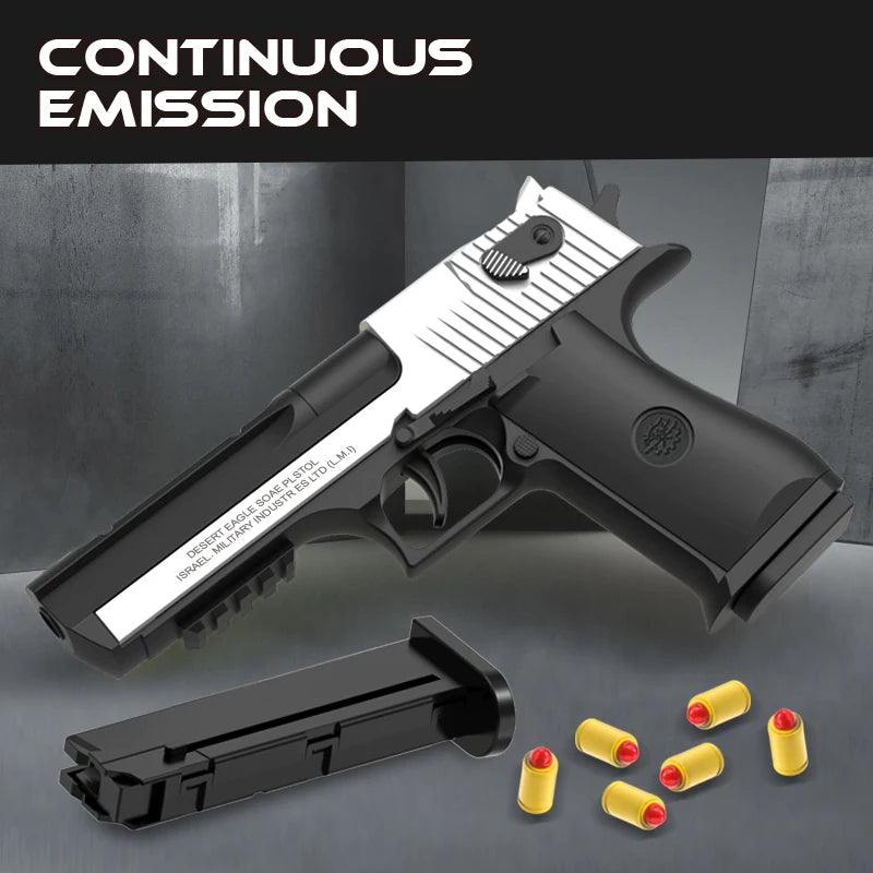 New.Desert Eagle - Black Automatic Shell Ejection Toy Gun Weapon Burst Soft Bullet Pistol Boys Gift Outdoor Game