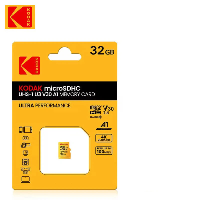 Kodak Micro SD Card Mini SD Class 10 32GB-256GB capacity, suitable for smartphones, dash recorders, drones, gimbals