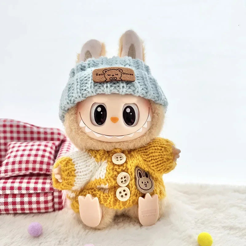 Labubu 3.0 Big into Energy Series Clothes  Labubu Bear Sweater Flanged hat Set Combining fashion & cuteness Labubu Ropa[no doll]