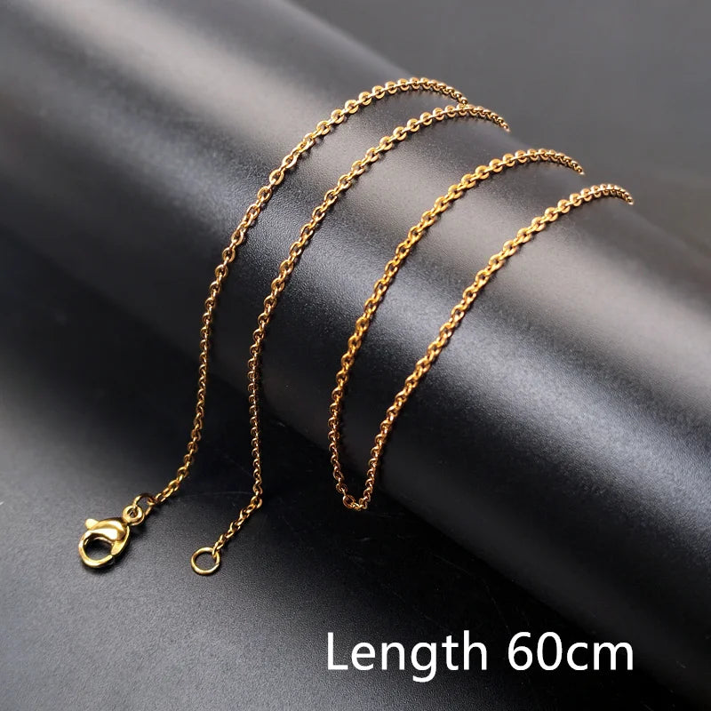 1pc 60+5cm Stainless Steel Necklace Chains 60cm with 5cm Adjustable Chain DIY Jewelry Making Materials