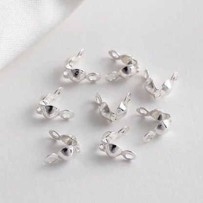 100Pcs/Lot Real Gold Plated Connector Clip Clasp Fitting Ball Chain Calotte End Crimp Bead Component for DIY Jewelry Making