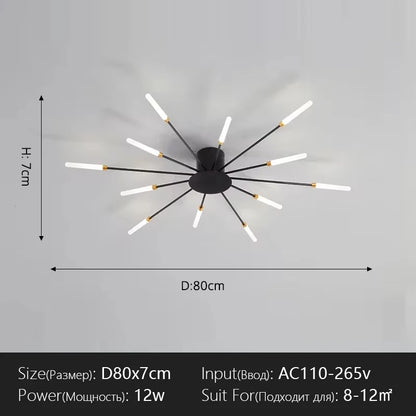 Modern Flower Shape Ceiling Lamp for Living Room Dining Room Flush Mount Metal Acrylic Sputnik Firework Petal Lighting Fixture