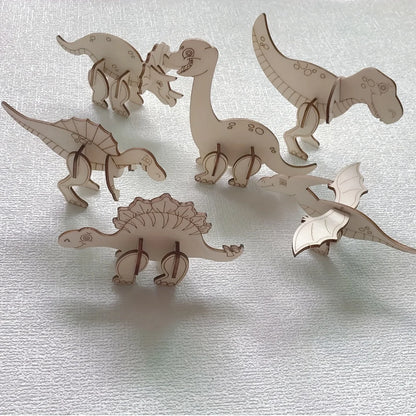 24pcs Dinosaur Wooden Model Dinosaur Set Unfinished Wooden Model Dinosaur to Paint DIY Handicraft  Kits for Home Decor Gift
