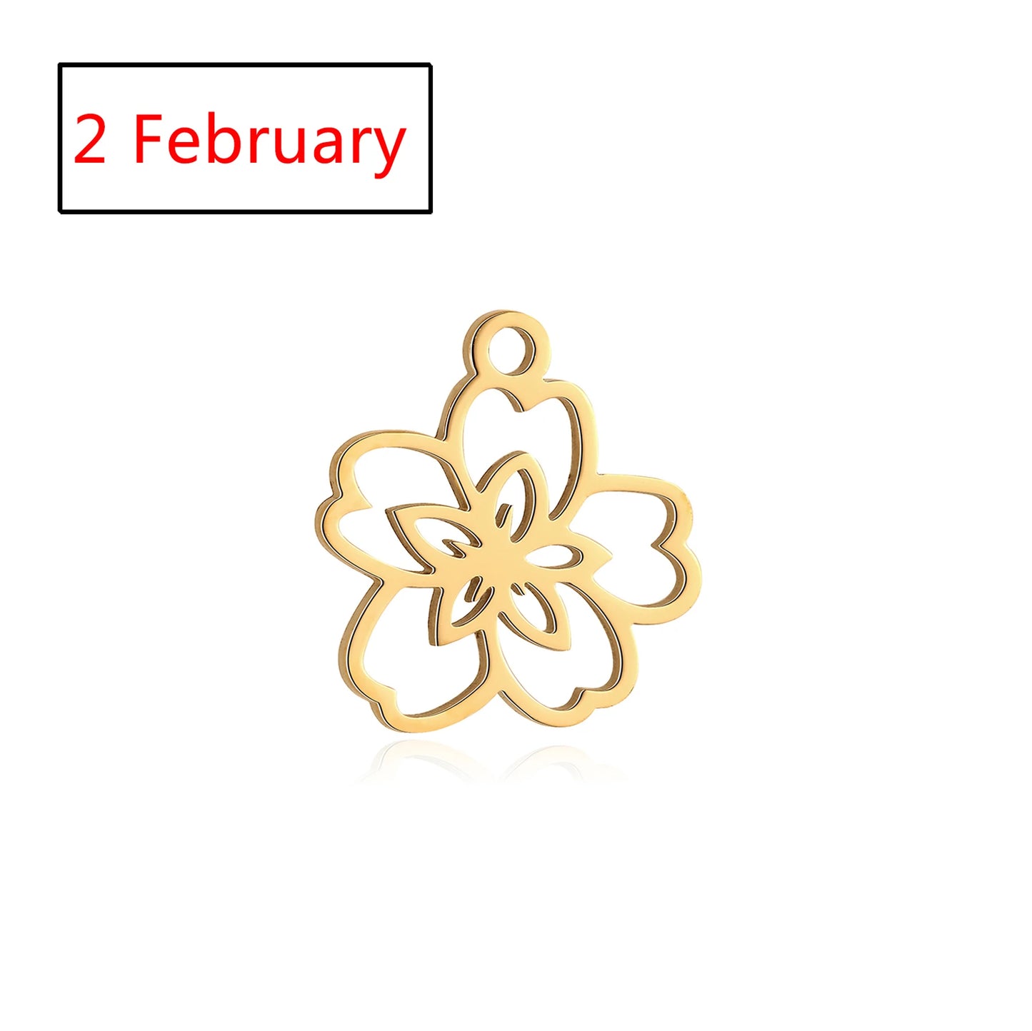 5Pcs Stainless Steel Birth Month Flower Charms Birthday Flower Dangles Plant Floral Pendant DIY Necklace Earrings Jewelry Making