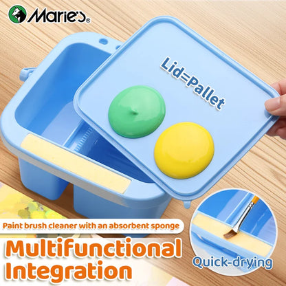 Marie's Blue Paint Brush Cleaner Washer,Multifunction Painting Brush Basin Holder and Organizer for Acrylic,Watercolor,Gouache