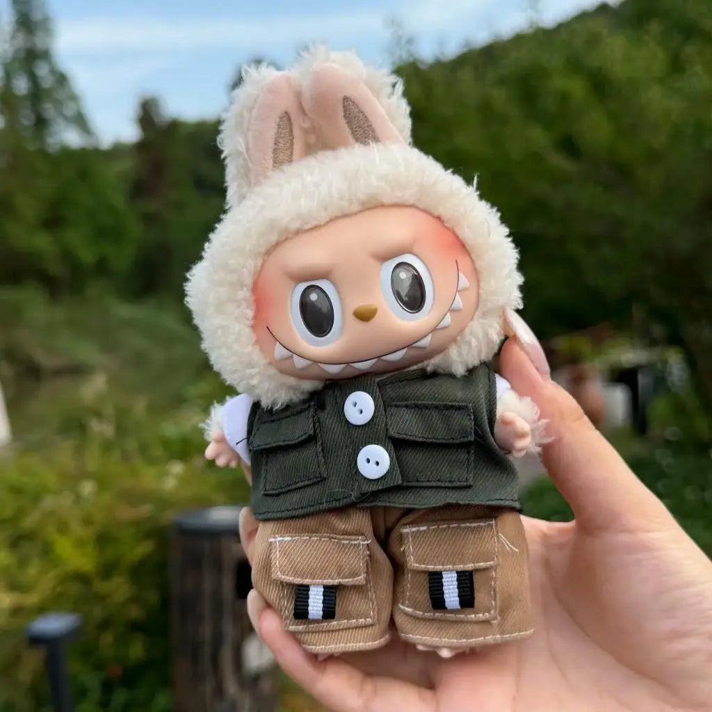 For 17 cm labubu vest three-piece doll baby clothes Doll Clothes Outfit Accessories