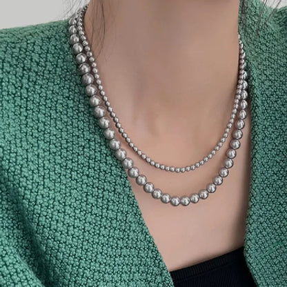 Grey Pearl Necklace for Women's Luxury Collar Chain Simple Neckchain Fashion Jewelry